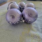 Lila glazen kerstballen met sierlijke print 6 stuks, Diversen, Kerst, Ophalen of Verzenden, Zo goed als nieuw