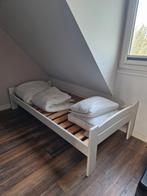 Eenpersoons bed wit hout 90 x 200, Ophalen, 90 cm, Eenpersoons, Wit