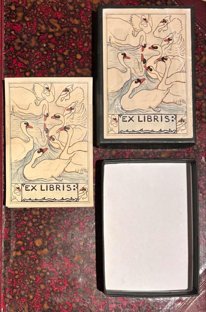 Ex Libris Zwanen Theo van Hoytingen in Doosje, Antiek en Kunst, Kunst | Etsen en Gravures, Ophalen of Verzenden