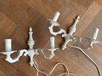 Witte metalen wandlampjes, 2 armig, Ophalen of Verzenden, Gebruikt, Metaal