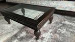 Marokkaanse salontafel hout hand bewerkt en gemaakt, Gebruikt, 100 tot 150 cm, Glas, Minder dan 50 cm