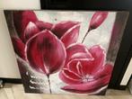 Schilderij Rode Bloemen Kunstwerk Wanddecoratie 100cmx100cm, Ophalen of Verzenden