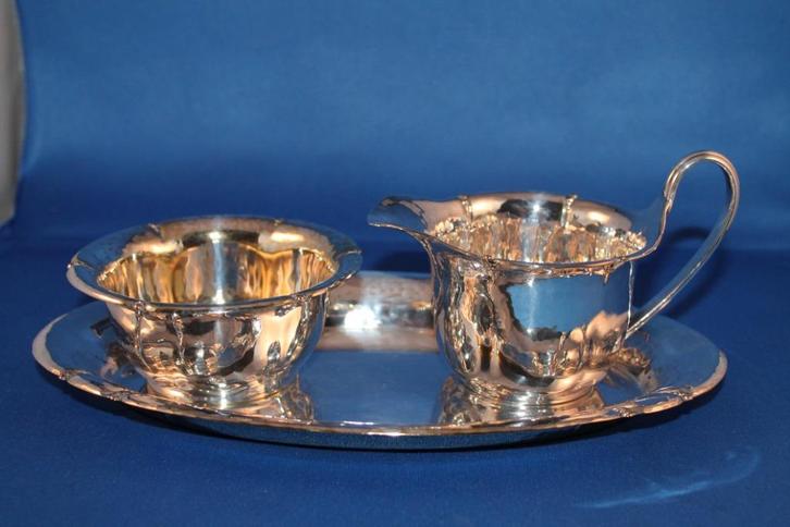 Douwe Egberts, D.E. verzilverd roomstel, compleet. Z1, Antiek en Kunst, Antiek | Servies los, Ophalen of Verzenden