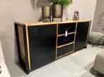 DRESSOIR BRUSSELS | ROUGH | MANGOHOUT | ZWART METAAL, Ophalen, Gebruikt, 150 tot 200 cm, Metaal