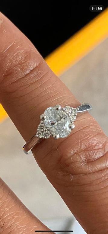 Platina ring met lab grown diamant / verlovingsring 48 48.5 beschikbaar voor biedingen