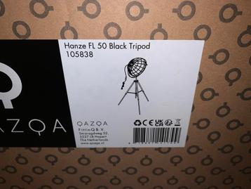 QAZQA Hanze FL 50 Black Tripod Voetlamp beschikbaar voor biedingen