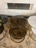 Goud marmer look salontafel tafels NIEUW ERIC KUSTER, 50 tot 100 cm, 50 tot 75 cm, Glas, Rond