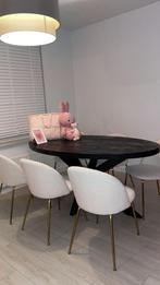Stoelen + eettafel + bijzettafels, Huis en Inrichting, Tafels | Eettafels, Ophalen of Verzenden, Zo goed als nieuw, Ovaal, 100 tot 150 cm
