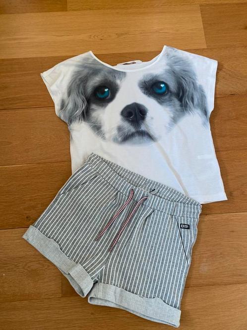 Tumble n dry broekje en shirt hond h&m maat 140/146, Kinderen en Baby's, Kinderkleding | Maat 140, Zo goed als nieuw, Meisje, Setje