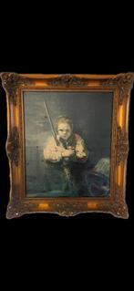 Schilderij - meisje met bezem, Antiek en Kunst, Ophalen