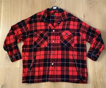 Jean Pascale rood/zwart geblokte blouse jas mt 38/40