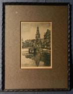 Mooie ets Raamgracht Amsterdam Joh. Josseaud 17,2 x 11,4 cm., Ophalen of Verzenden