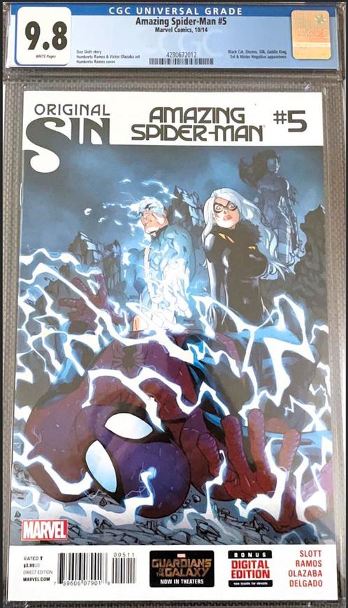 🔥The Amazing Spider-Man #5 Original Sin Black Cat CGC 9.8, Boeken, Strips | Comics, Nieuw, Eén comic, Amerika, Ophalen of Verzenden