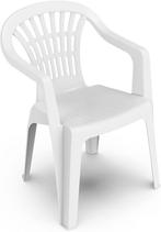 Witte kunststof tuinstoel met armleuningen, Huis en Inrichting, Stoelen, Kunststof, Gebruikt, Wit, Ophalen of Verzenden