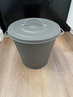 Emmer metaal met deksel grijs, Huis en Inrichting, Emmers, Ophalen, Gebruikt, IJzer, Met deksel