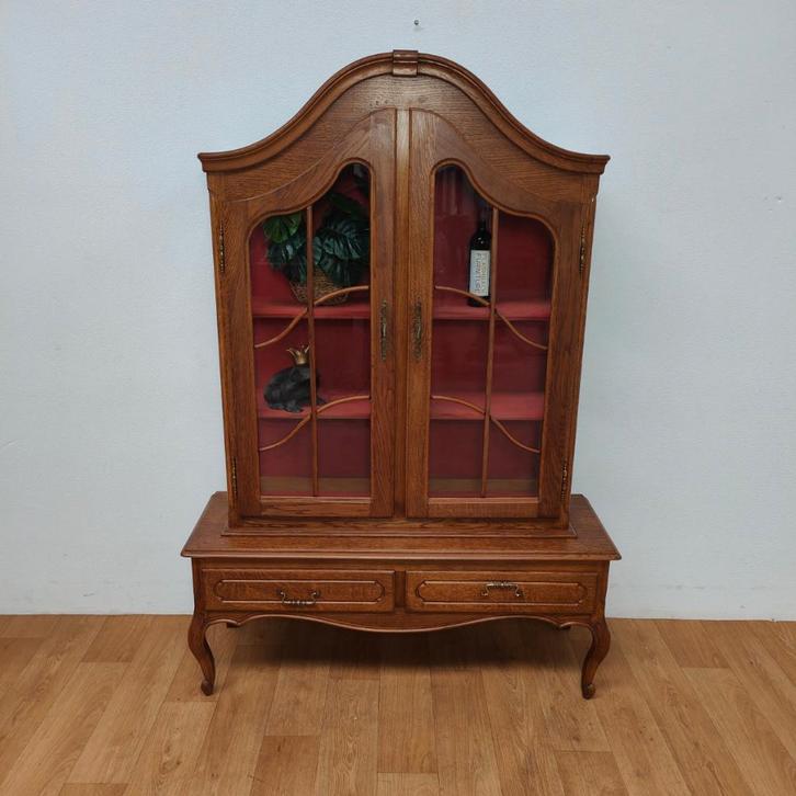 Vintage Queen Ann kast vitrinekast buffetkast servieskast 11, Huis en Inrichting, Kasten | Vitrinekasten, Gebruikt, 150 tot 200 cm