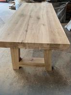 Eiken tafel massief dik blad 10 cm met hout onderstel zwaar, Ophalen, Vijf personen of meer, Rechthoekig, Nieuw