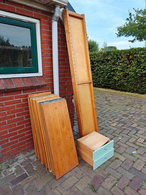 Houten stelling 3 staanders (208cm) met 16 planken, Huis en Inrichting, Kasten | Stellingkasten, Zo goed als nieuw, Ophalen