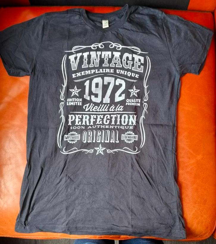 Vintage 1972 T-shirt - Earth Positive - Maat S, Kleding | Dames, T-shirts, Gedragen, Maat 36 (S), Zwart, Korte mouw, Ophalen of Verzenden