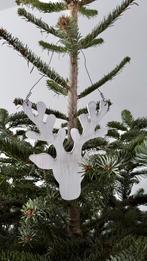 Kerstboom houten hangers groot rendier wit, Ophalen of Verzenden