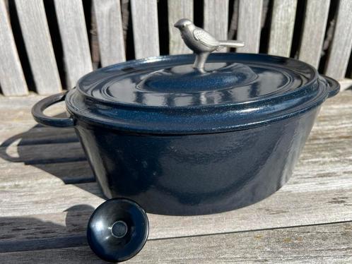 Nomar/Staub Gietijzeren Pan 27cm Midnight Bleu, Huis en Inrichting, Keuken | Potten en Pannen, Zo goed als nieuw, Koekenpan of Braadpan