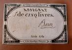 Frankrijk Assignaat 5 Livres - 1793, papiergeld revolutie, Postzegels en Munten, Bankbiljetten | Europa | Niet-Eurobiljetten, Ophalen of Verzenden