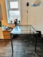Glazen Eettafel - Ikea Glivark - Verchroomd, Huis en Inrichting, Tafels | Eettafels, Ophalen, 100 tot 150 cm, 50 tot 100 cm, Vier personen