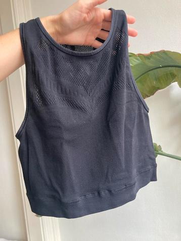 Lululemon Sport Crop Top Zwart Mesh Maat S beschikbaar voor biedingen