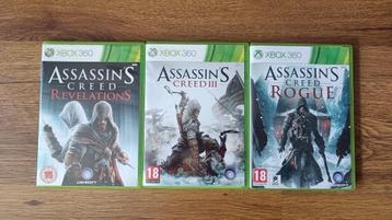 xBox360 Assassin's Creed Revelations, III en Rogue (18+) beschikbaar voor biedingen