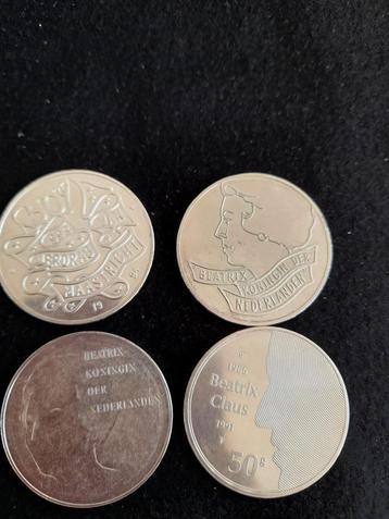 4 SUPPER SUPPER MOOIE ZILVEREN 50 GULDEN MUNTEN   beschikbaar voor biedingen