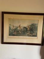 Leuke paarden jacht prent, Antiek en Kunst, Ophalen of Verzenden