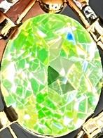 Vintage gouden hanger met grote Peridot, Ophalen, Zo goed als nieuw, Goud