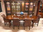 antieke ovale mahonie eetkamertafel & schapenleren stoelen, Antiek en Kunst, Ophalen