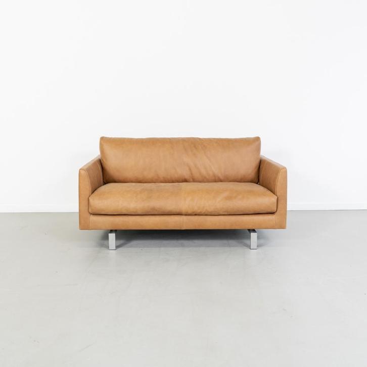 1x Montis Axel Bank 2,5-zits/159cm Buffaloleder - Cognac, Huis en Inrichting, Banken | Bankstellen, Zo goed als nieuw, Rechte bank