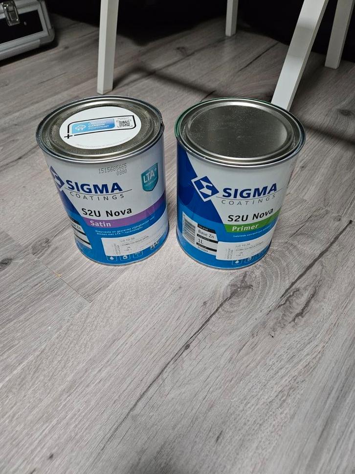 NIEUW Sigma S2U Nova groen + primer, Doe-het-zelf en Verbouw, Verf, Beits en Lak, Zo goed als nieuw, Lak, Minder dan 5 liter, Groen