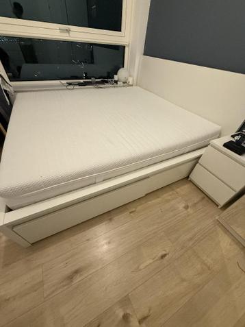 IKEA MALM bedframe 180x200, wit + 2 opberglades + LÖNSET - afbeelding 4