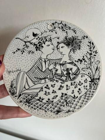 11 Vintage Deens Björn Wiinblad Wandbord Lovers Maanden 60s beschikbaar voor biedingen