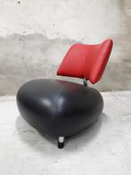 Leren Leolux Pallone zwart rood design fauteuil, Gebruikt, Ophalen of Verzenden