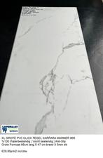 Grote Pvc click Tegel Carrara Marmer 85,6cm X42,8cm €29,95m2, Grote Pvc click tegel marmer wit 95cm lang X 47cm bred, 75 m² of meer
