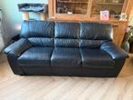 Zwarte leren bank van dik leer, Ophalen, Gebruikt, Driepersoons, Rechte bank