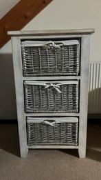 Ladekastje met 3 zilver kleurige mandjes, Huis en Inrichting, 3 of 4 laden, Minder dan 100 cm, 25 tot 50 cm, Overige houtsoorten
