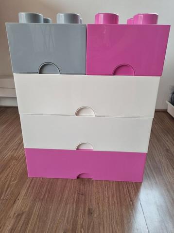 Lego opbergdozen opbergbakken brick 8 , 8 knobs Wit en roze beschikbaar voor biedingen