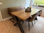 Massief eiken eetkamertafel met stalen poot 180x80, Huis en Inrichting, Tafels | Eettafels, Ophalen, 50 tot 100 cm, Zo goed als nieuw