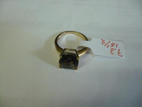 zeer mooi 14 krt. gouden dames ring met bruine steen rookkw., Sieraden, Tassen en Uiterlijk, Ringen, Zo goed als nieuw, Dame, Kleiner dan 17