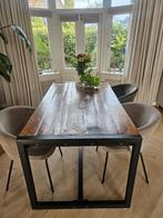Industriële houten eettafel 160x90, Ophalen, 50 tot 100 cm, Zo goed als nieuw, 150 tot 200 cm