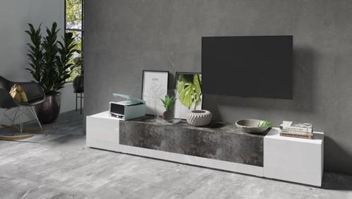 Tv-meubel - Hoogglans wit/Betonlook - 240cm, Huis en Inrichting, Kasten | Televisiemeubels, Nieuw, Minder dan 100 cm, 200 cm of meer