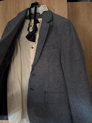 Colbert, witte blouse, vlinderstrik maat 128 NIEUW beschikbaar voor biedingen