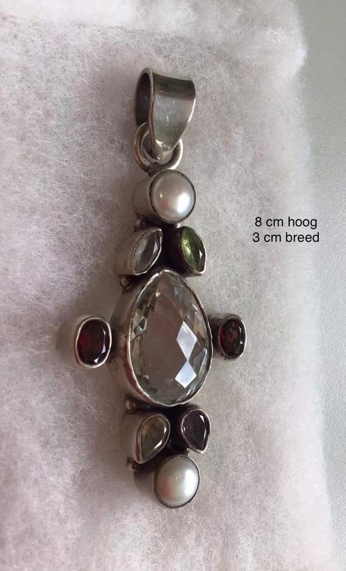 Zilveren ( 925) ketting hanger met stenen, Sieraden, Tassen en Uiterlijk, Kettinghangers, Zilver, Ophalen of Verzenden