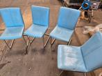 4 blauwe stoelen. Eettafel stoelen, Ophalen, Gebruikt