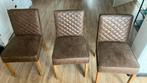 3 lederen eetkamerstoelen, Huis en Inrichting, Stoelen, Ophalen, Leer, Zo goed als nieuw, Drie